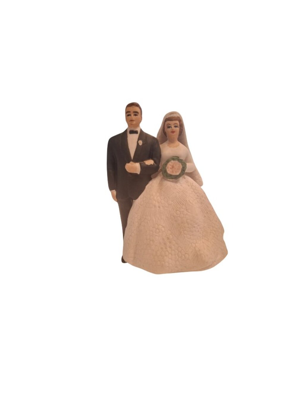 Vintage Lefton Japan Bride Groom Wedding Cake Topper Porcelain MCM Romantic 4"